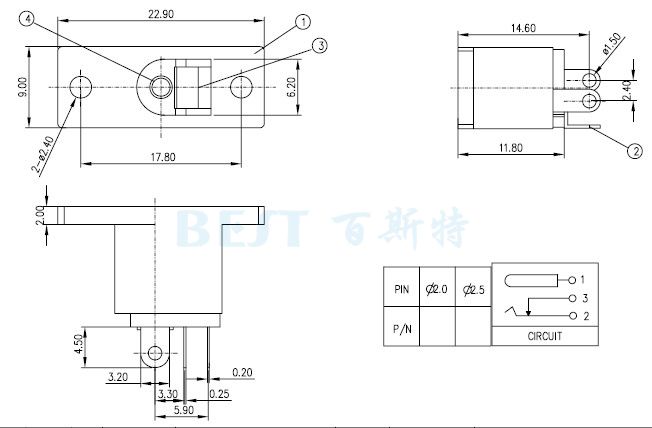 dc019電源插座參考圖紙